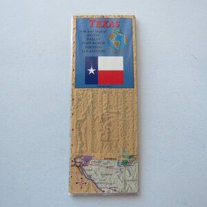 Texas Laminated Vintage Map with Area Maps of Austin, Dallas, Fort Worth + more